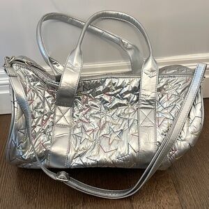 Silver Quilted Kids duffel Bag